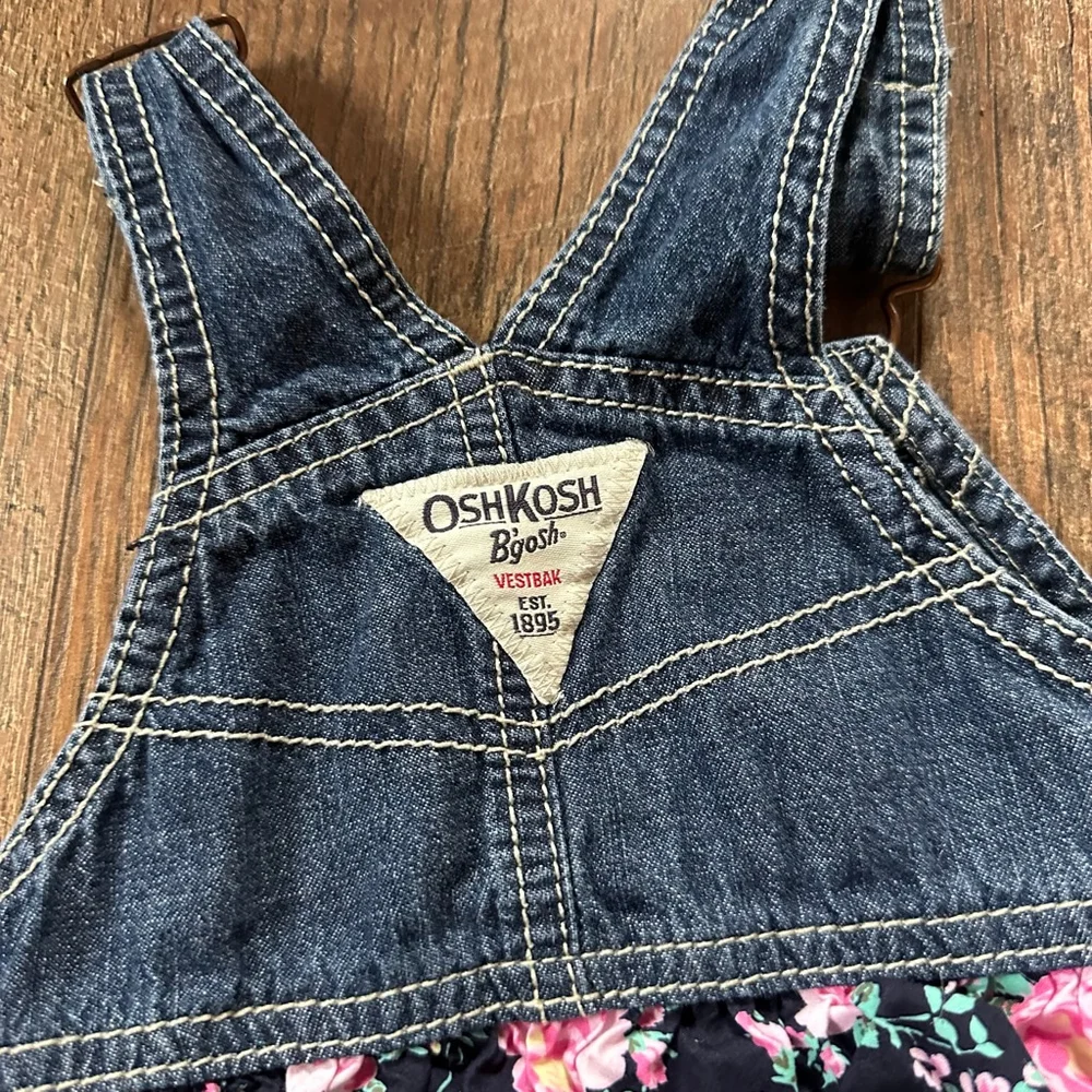 Baby OshKosh B'gosh Overalls 12 Months Blue Black Floral Gingham
